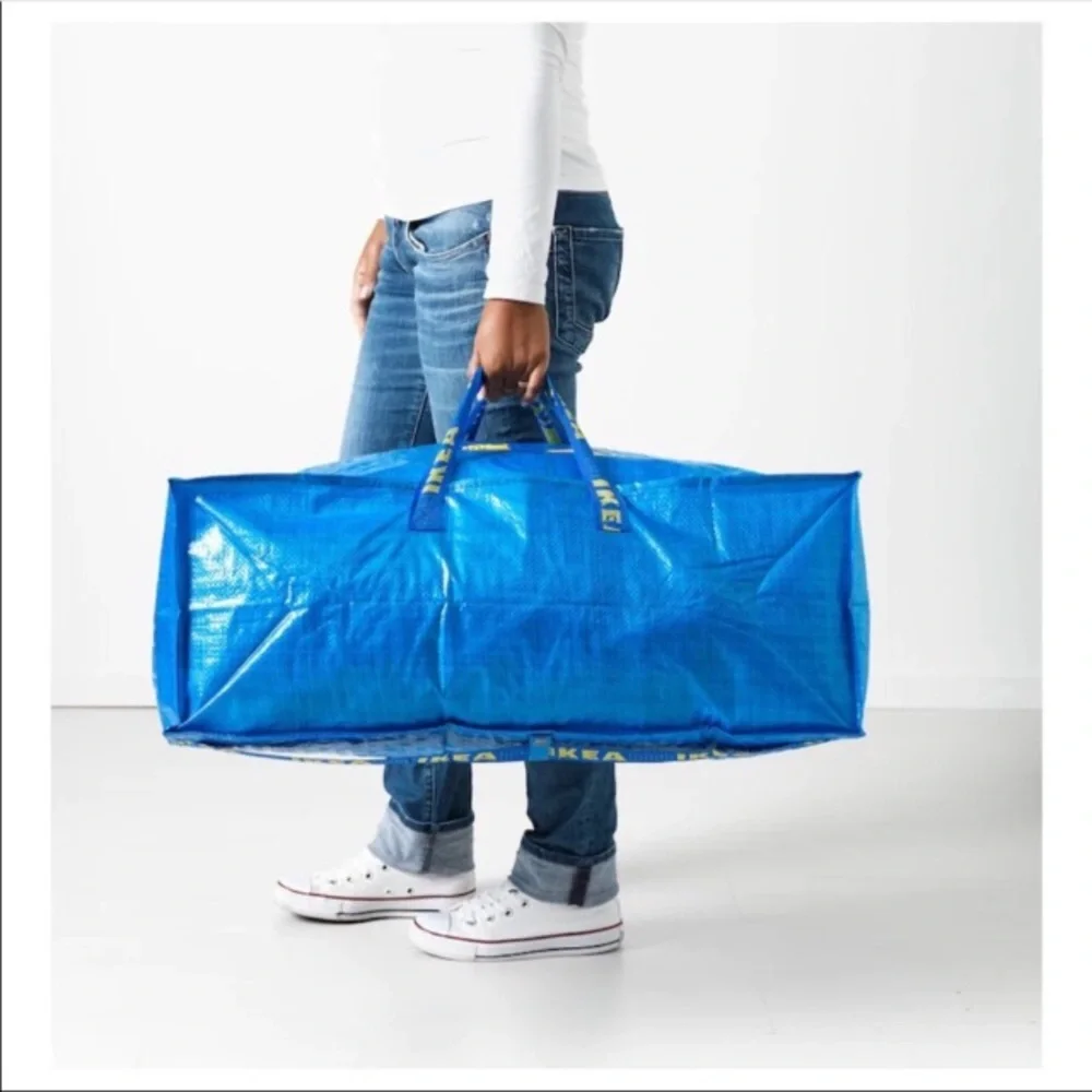 2 IKEA Reusable Frakta Zipper Tote Bags Large Backpack Bag NEW NWT